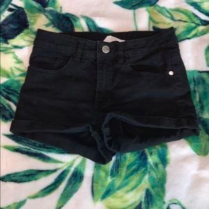 Black denim shorts